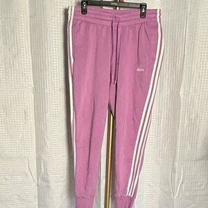 Adidas Women's Purple Joggers with White Stripes